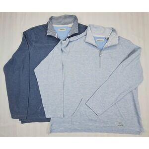 Orvis Mens Quarter Zip Pullover Sweatshirt 2 Pack Blue Heathered Mock Neck L
